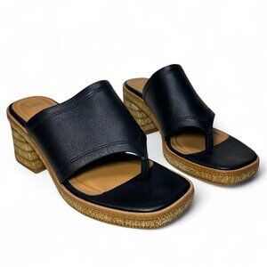 SARTO Ferrara Espadrille Platform Block Heel Sandal, Black, Sz 7.5, NWOB